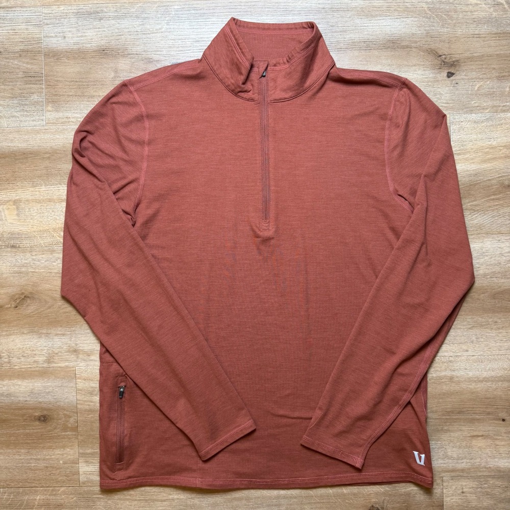 Vuori Ponto Performance Half Zip Pullover Mens Medium Rust Orange Golf V221